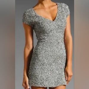 Parker sequin and pearl cap sleeve mini dress